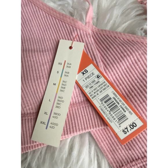 Set Of 2 Women Colsie Ribbed Cutout Bralette Pink Size XS NWT - Picture 6 of 8